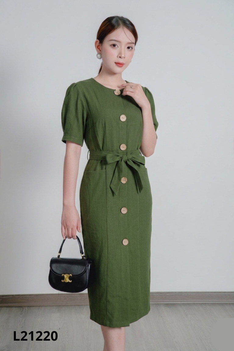 Váy xanh MISS AA cúc gỗ