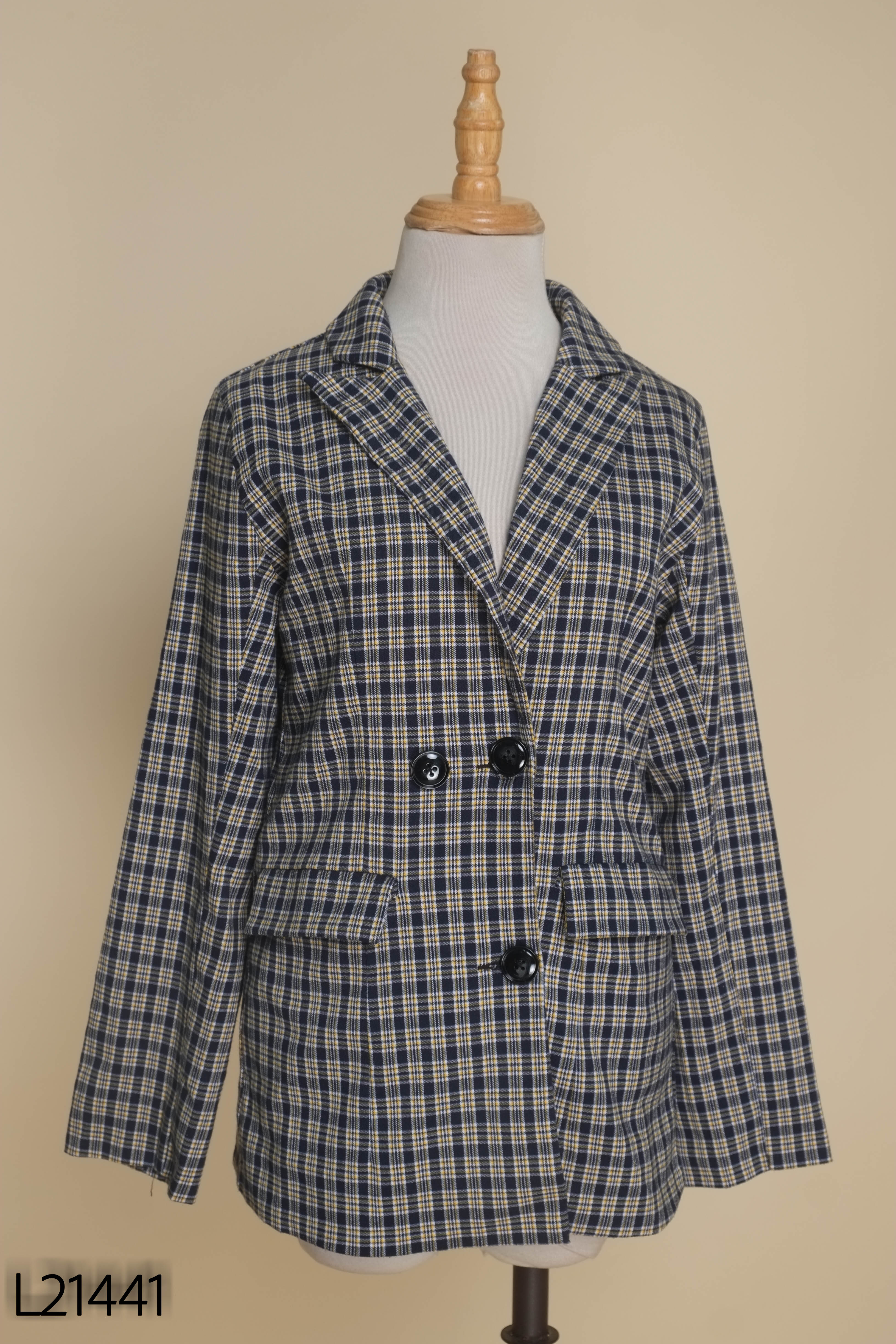 Áo blazer xanh SALOM kẻ vàng