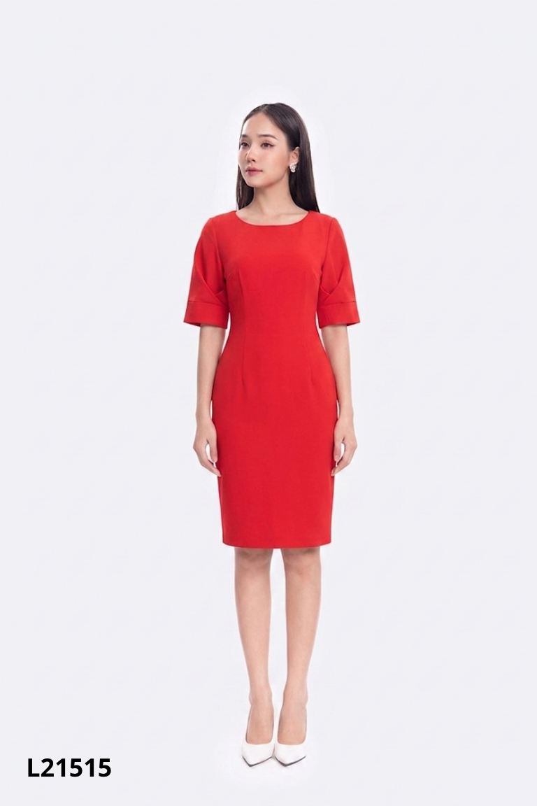 Váy ELISE đỏ cổ tròn