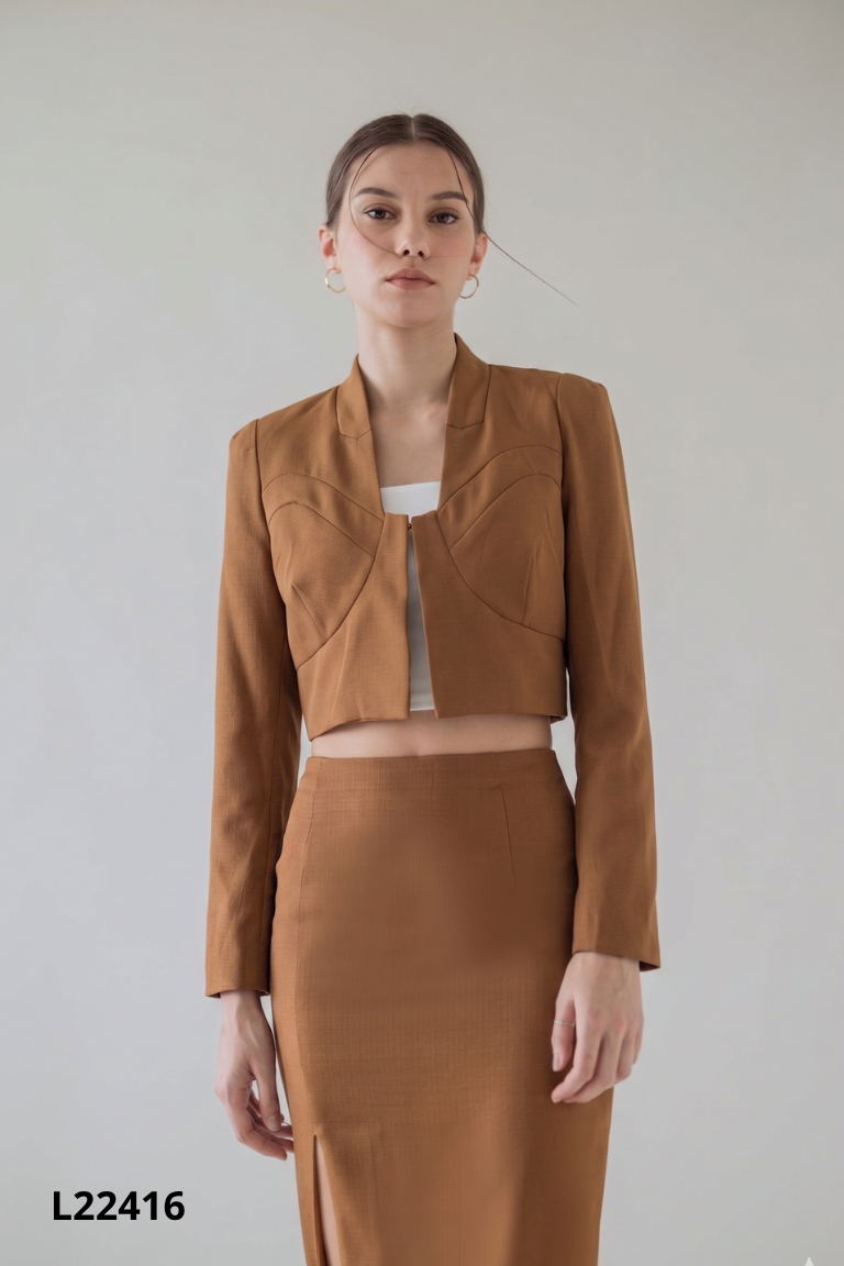 Áo khoác blazers nâu ngắn