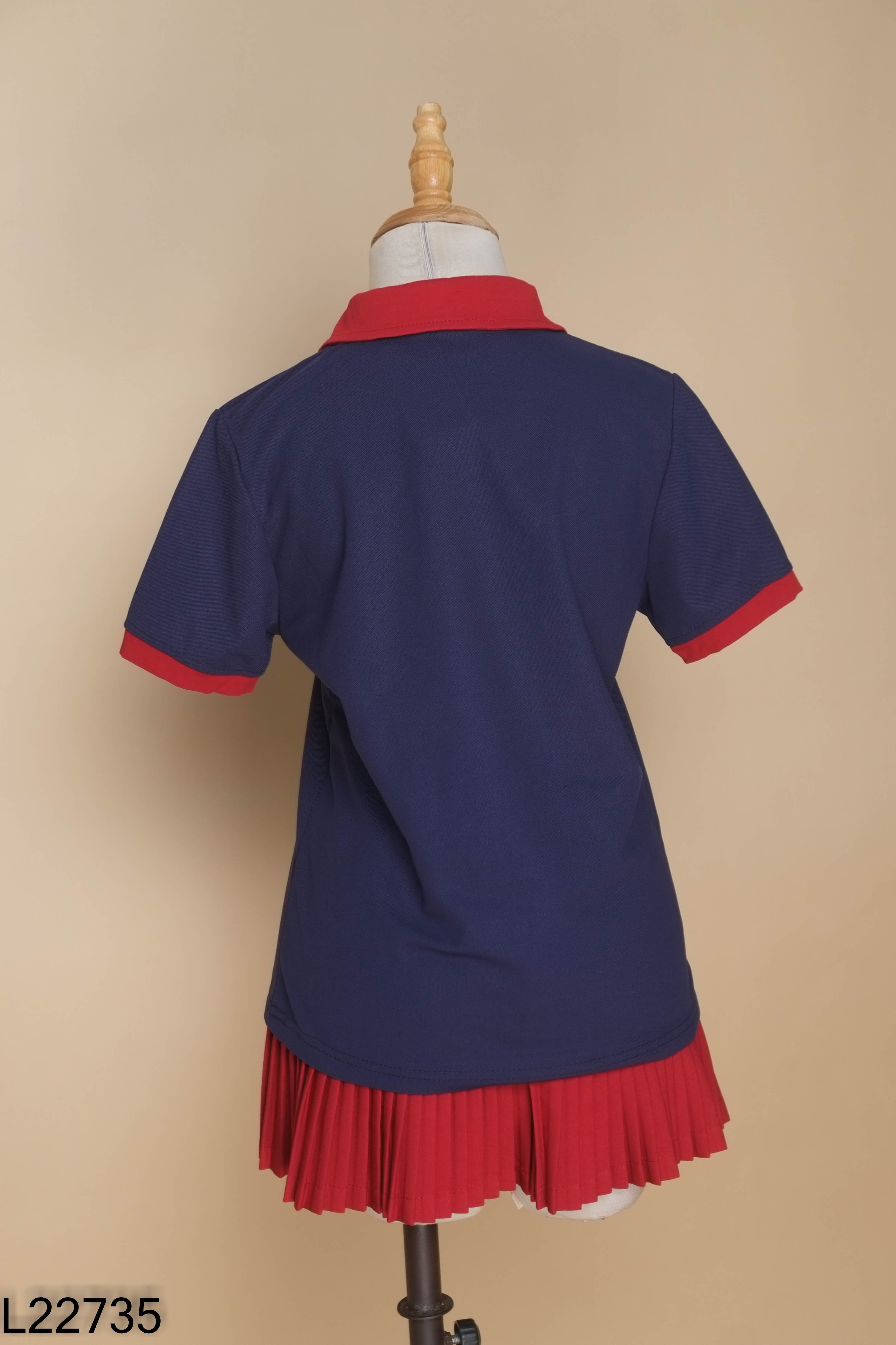Set Áo polo xanh than thêu cá sấu + chân váy