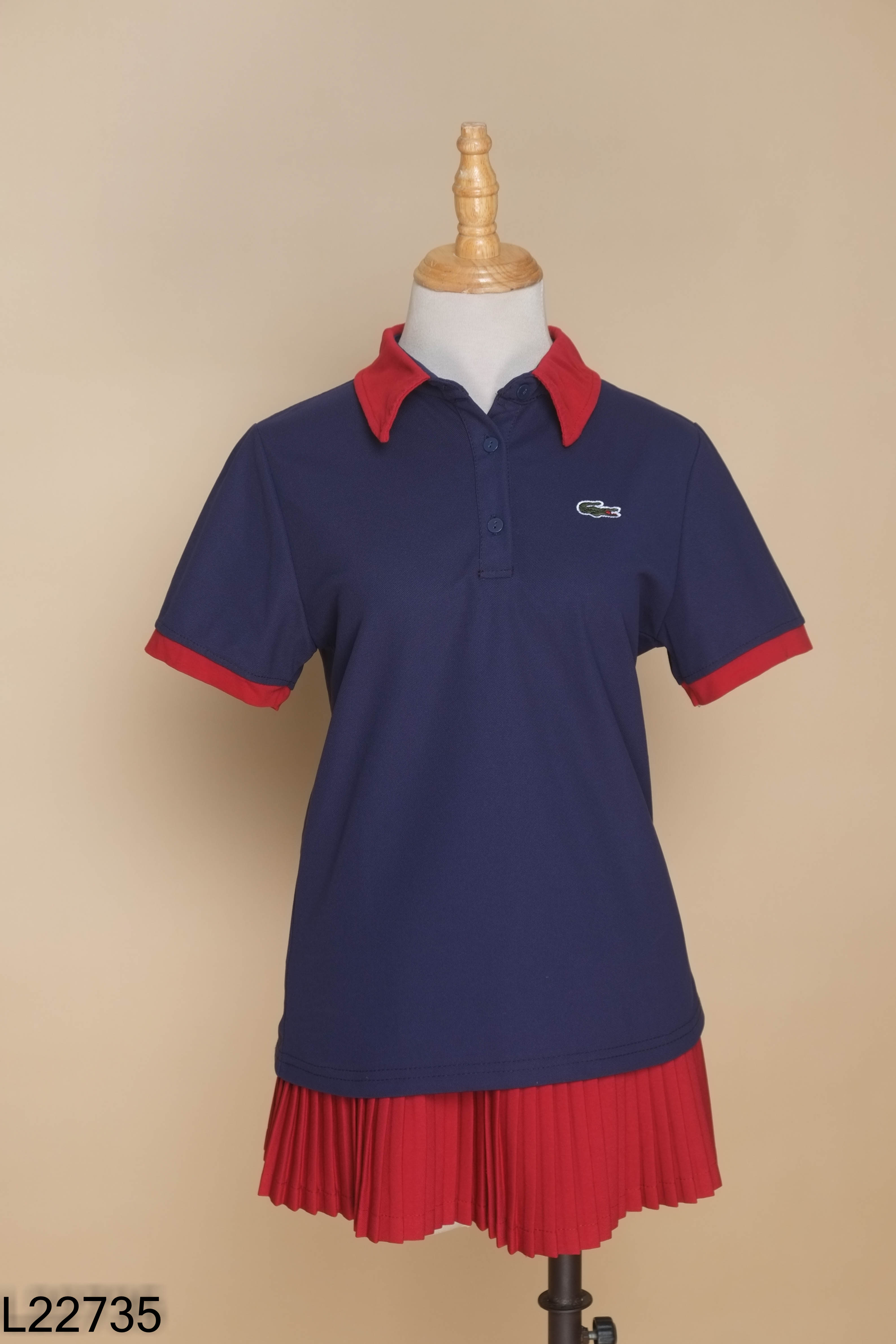 Set Áo polo xanh than thêu cá sấu + chân váy
