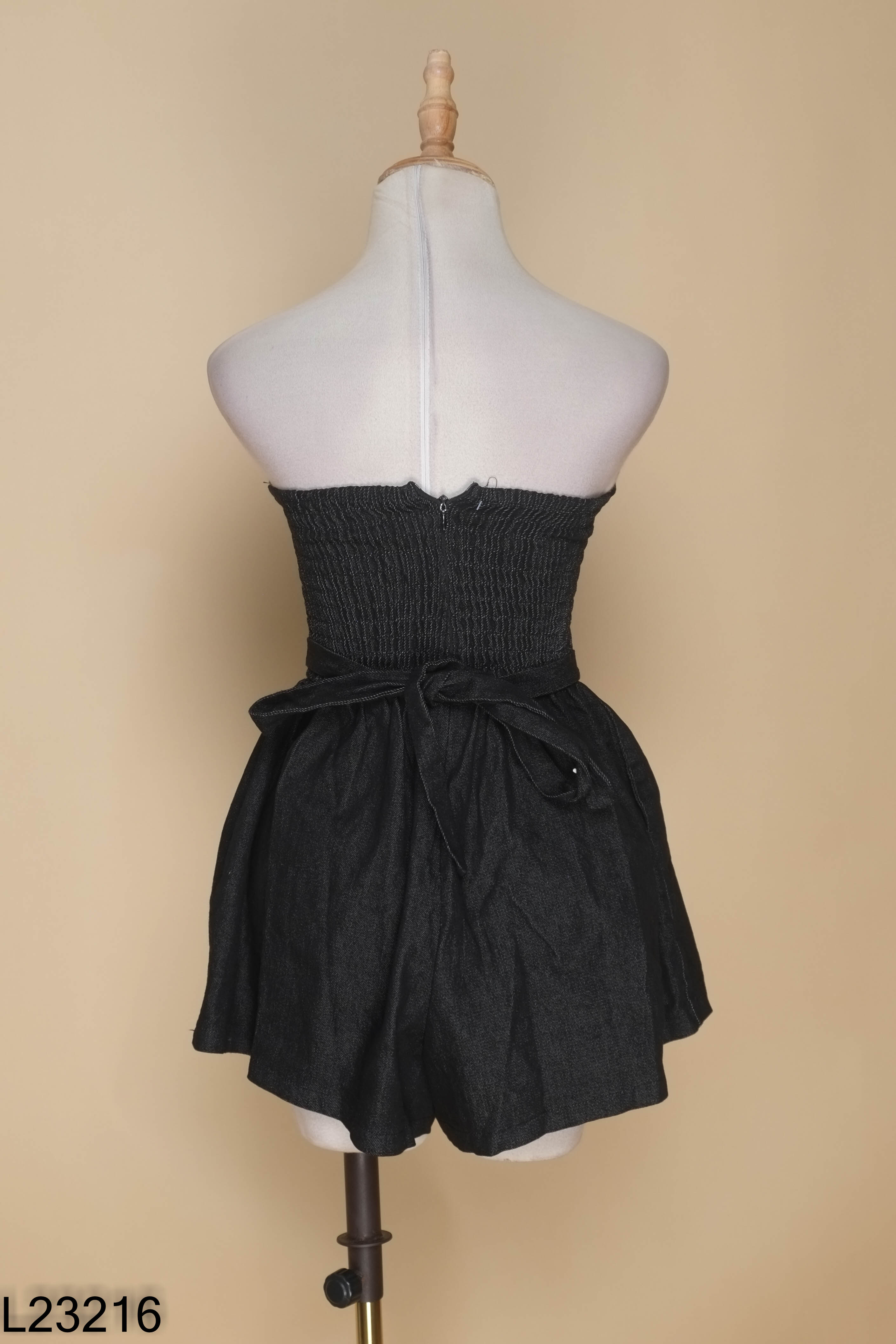 Jumpsuits jeans đen cúp ngực