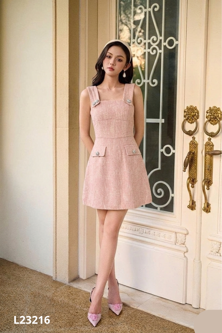 Váy dạ len hồng hai dây VINEYARD VINES
