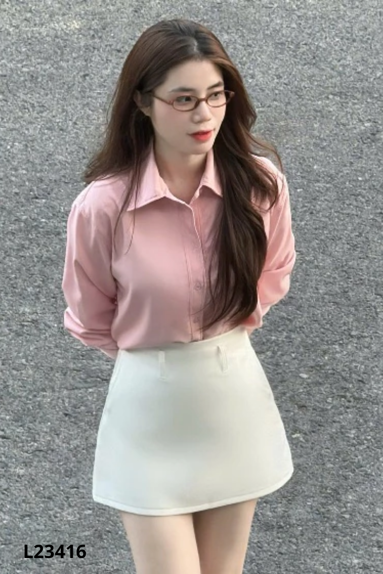 Áo sơ mi hồng LA MERCI trơn
