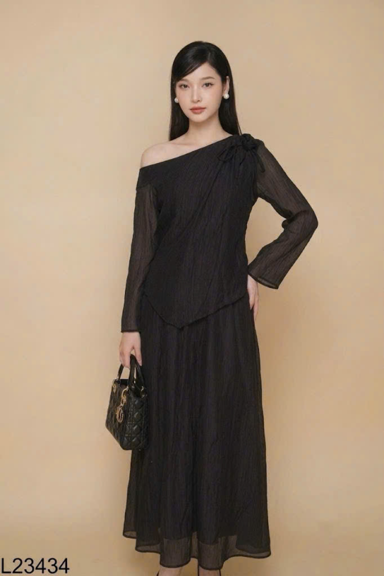 Set CHARME STORE áo + quần đen trơn