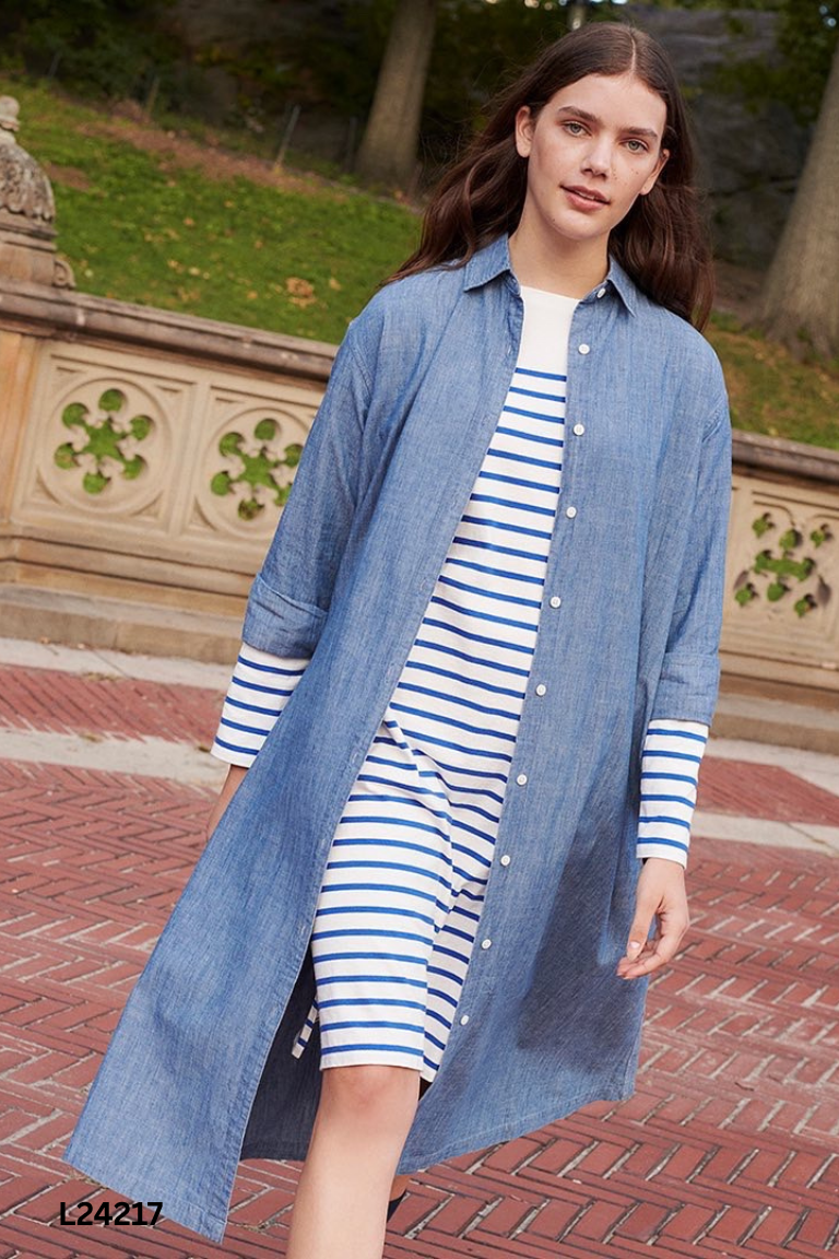 Váy UNIQLO jeans xanh cổ sơ mi