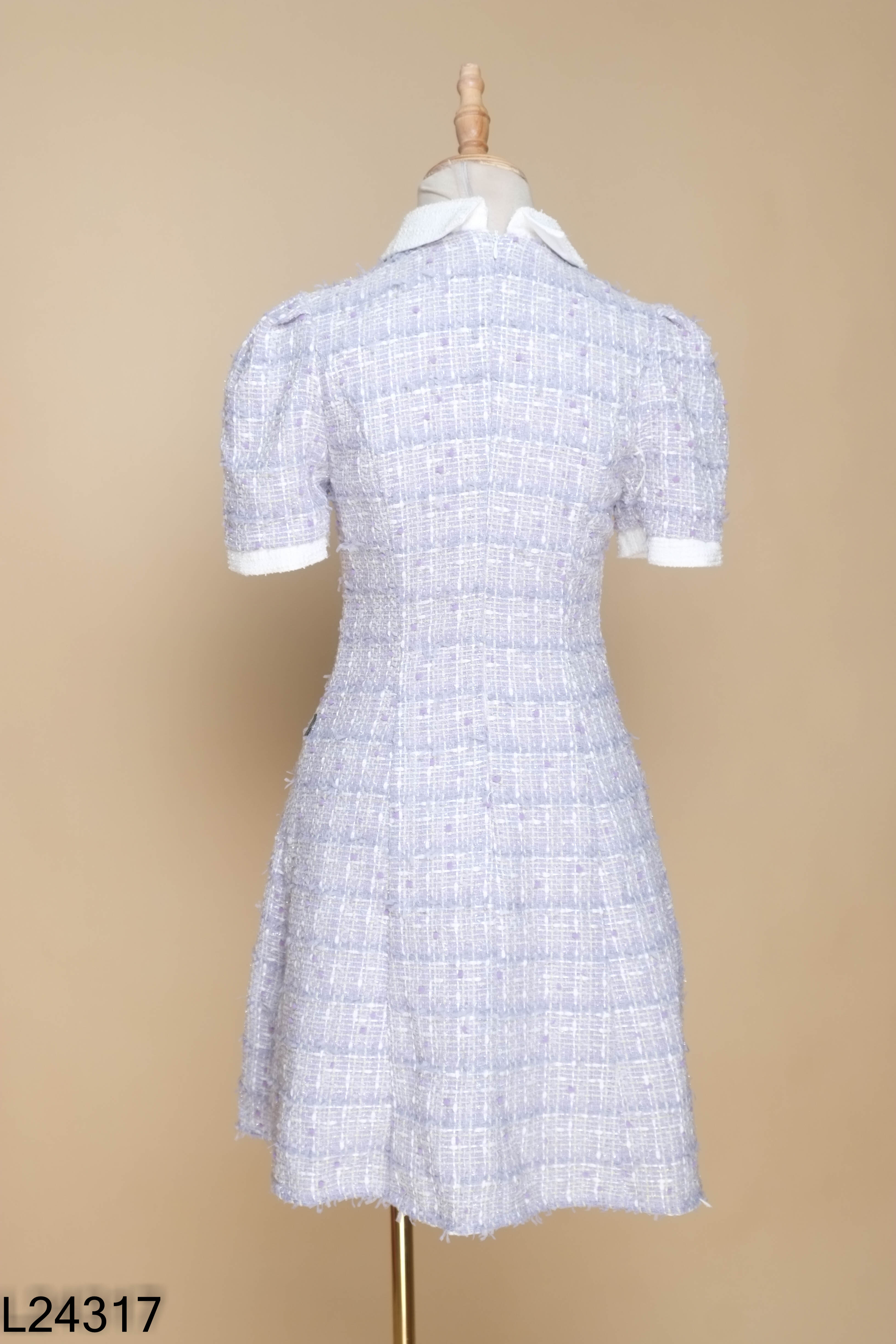 Váy dạ tweed len xanh DAISY phối trắng
