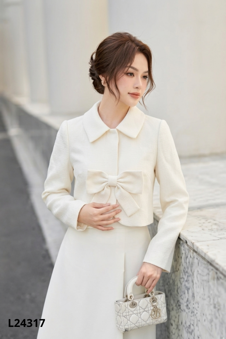Áo khoác kem TIIN phối nơ ngắn