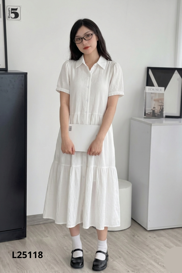 Váy sơ mi trắng TWENTY FIVE babydoll