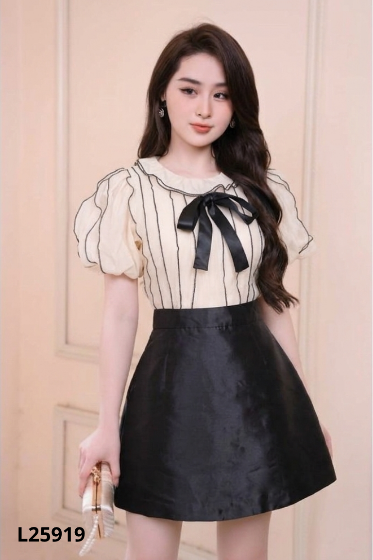 Váy voan be phối đen