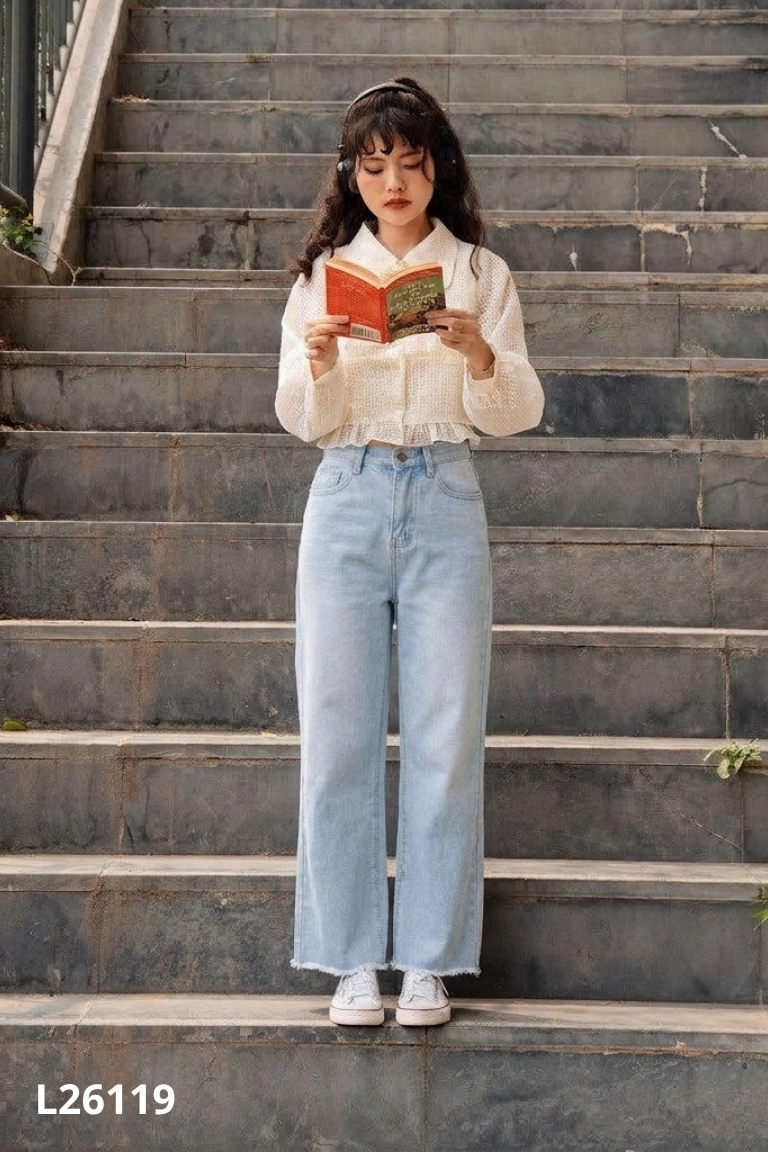 Quần jean BLEUBIRD xanh trơn