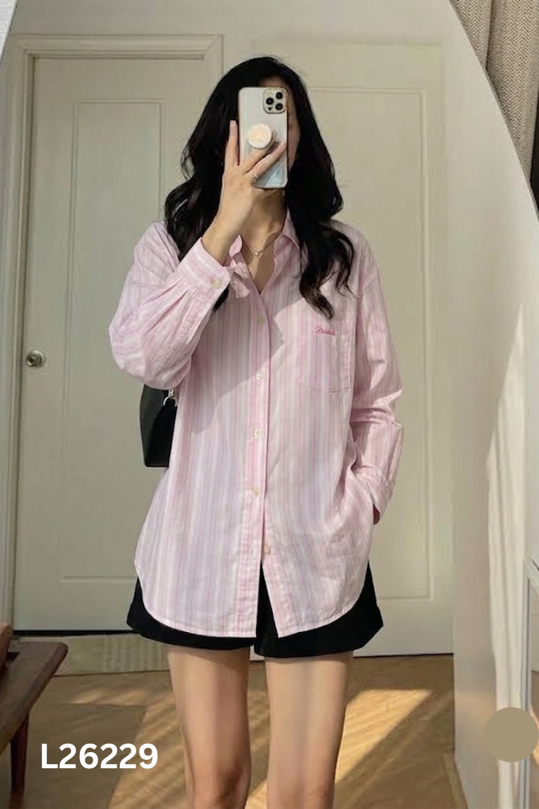 Áo sơ mi WEARLAB hồng kẻ
