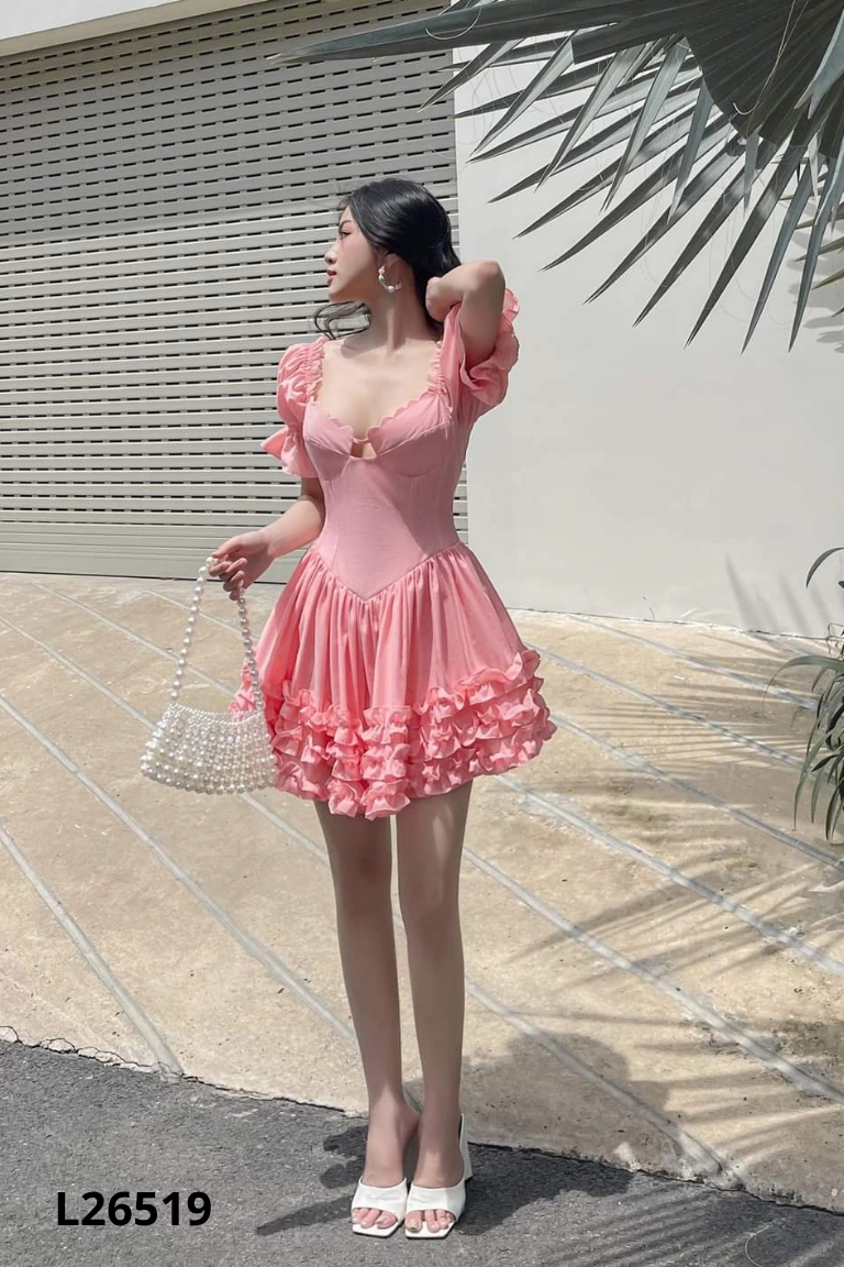 Váy hồng ONONMADE xòe bồng
