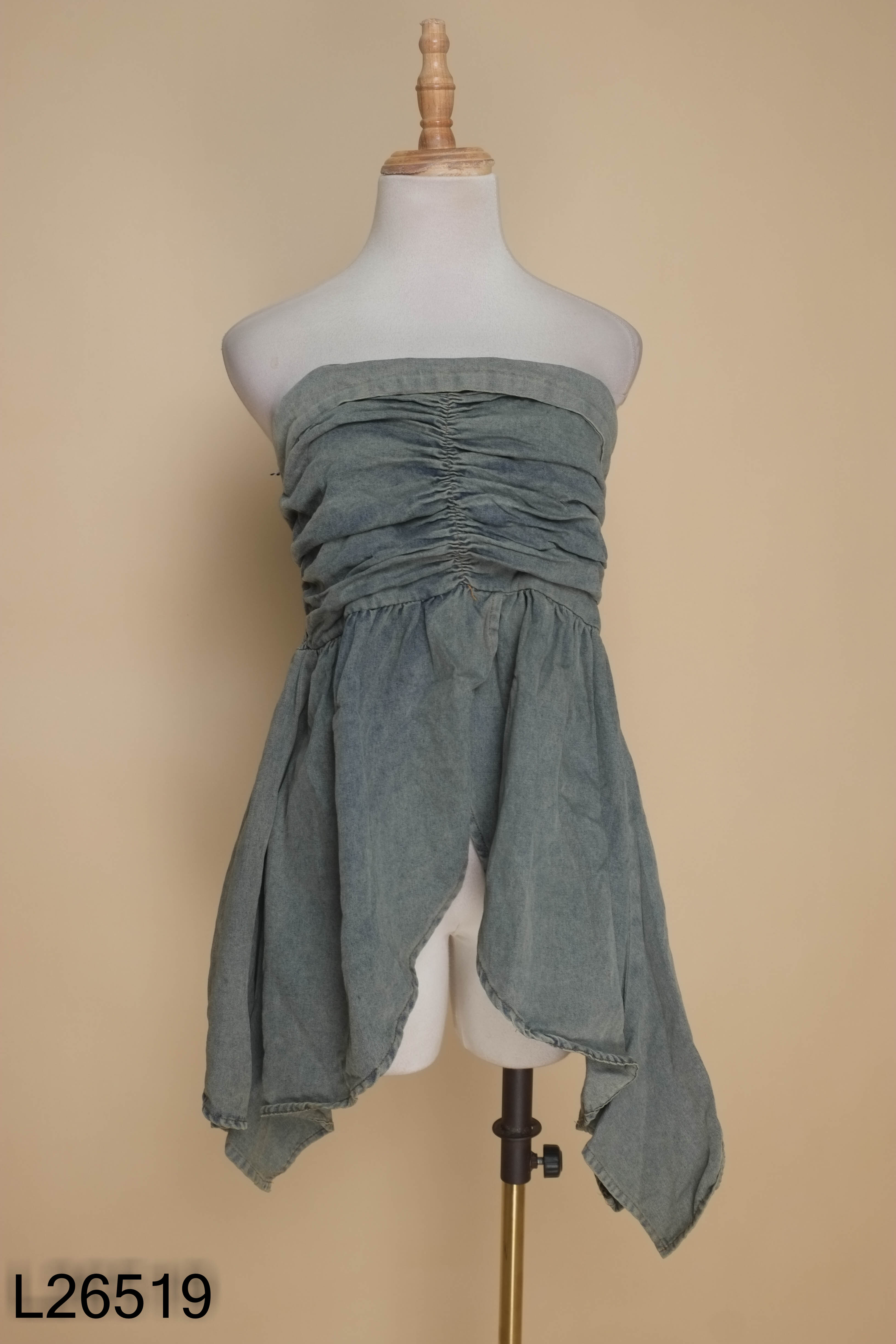 Áo quây jeans xanh xám phối kiểu