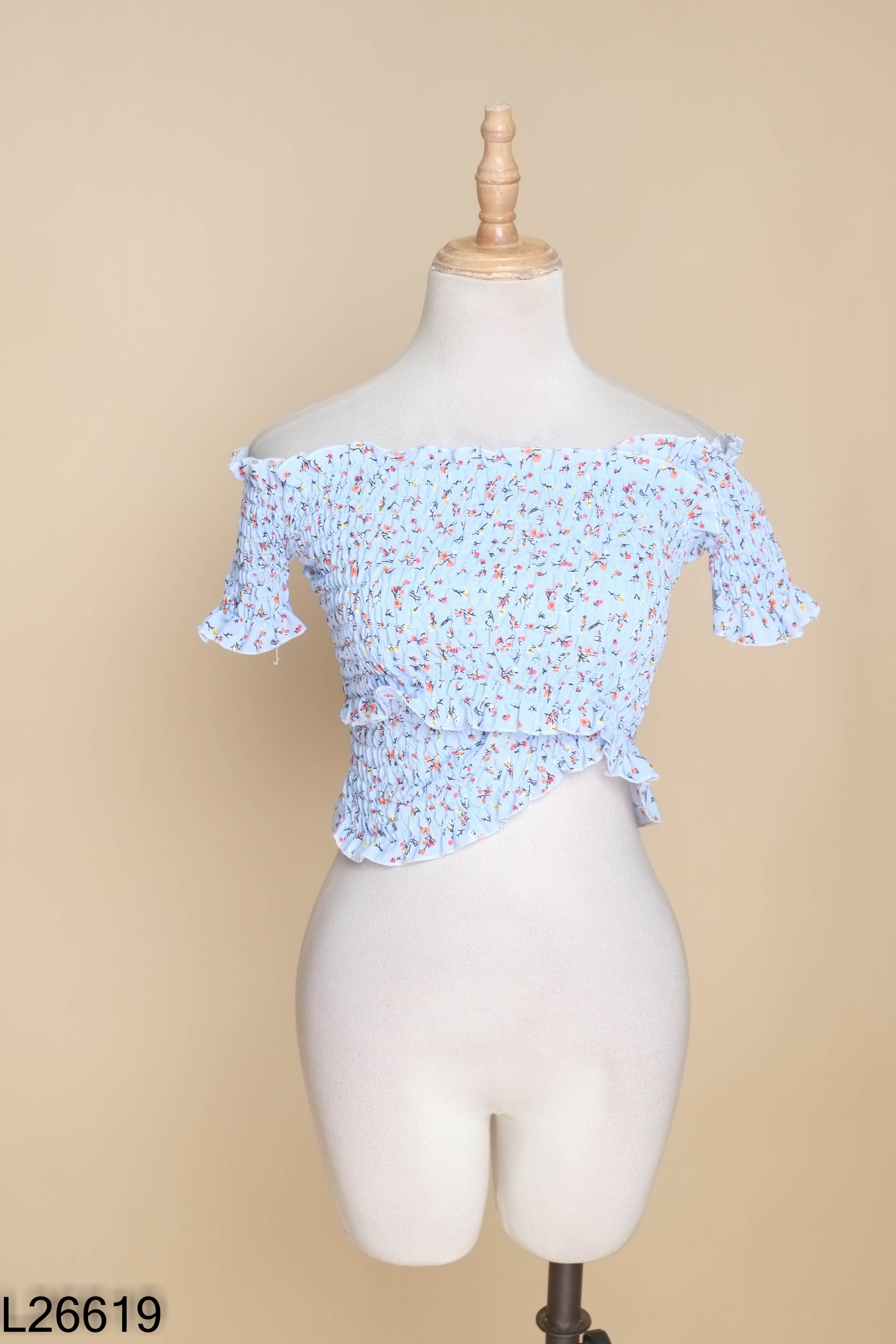 Áo CHIBAE 21 xanh họa tiết hoa