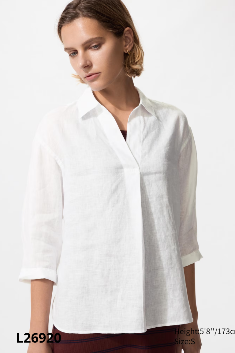 Áo sơ mi UNIQLO trắng khong cúc