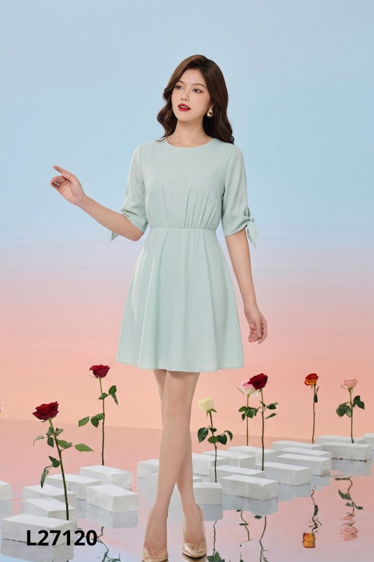 Váy NAKED xanh chấm bi
