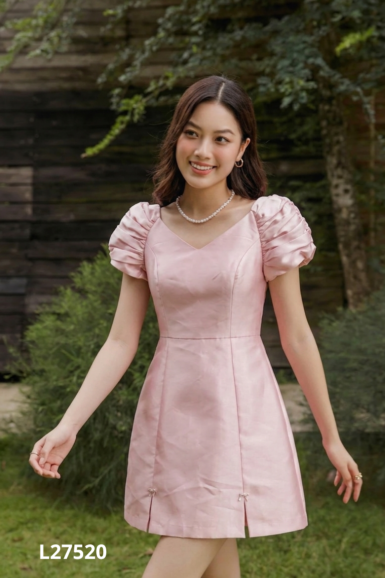 Váy hồng HIME cổ tim