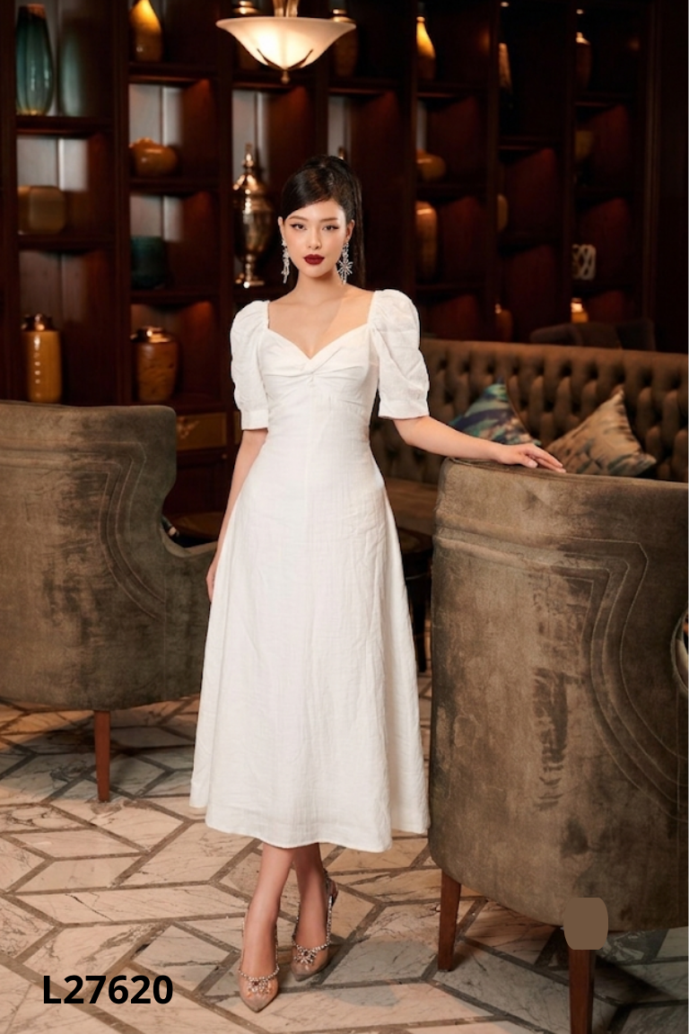 L2762010664-Váy đũi trắng COEM tay phồng