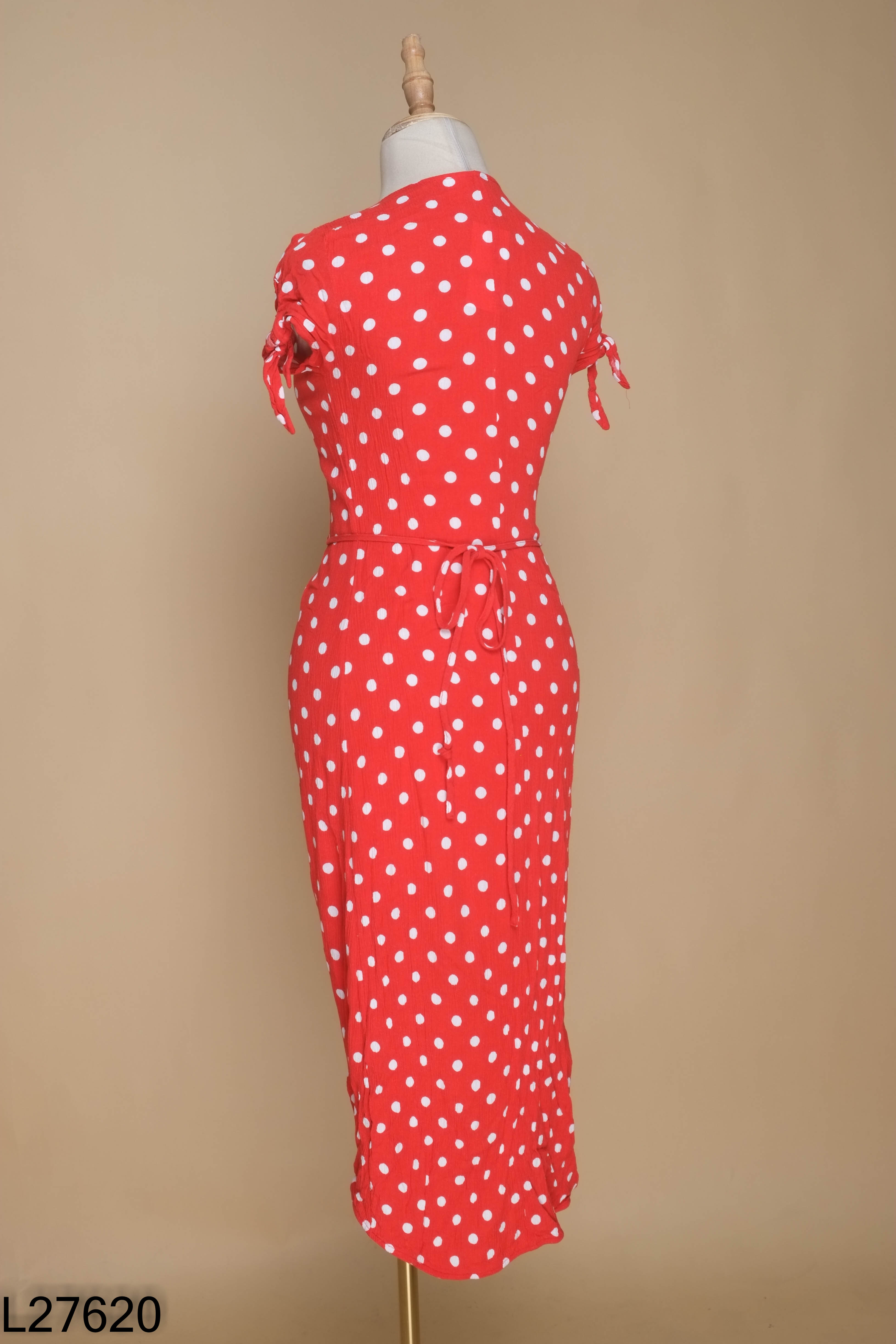 L2762010670-Váy wrap HM đỏ chấm bi