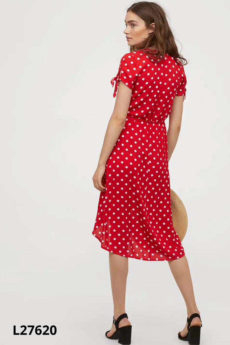 L2762010670-Váy wrap HM đỏ chấm bi