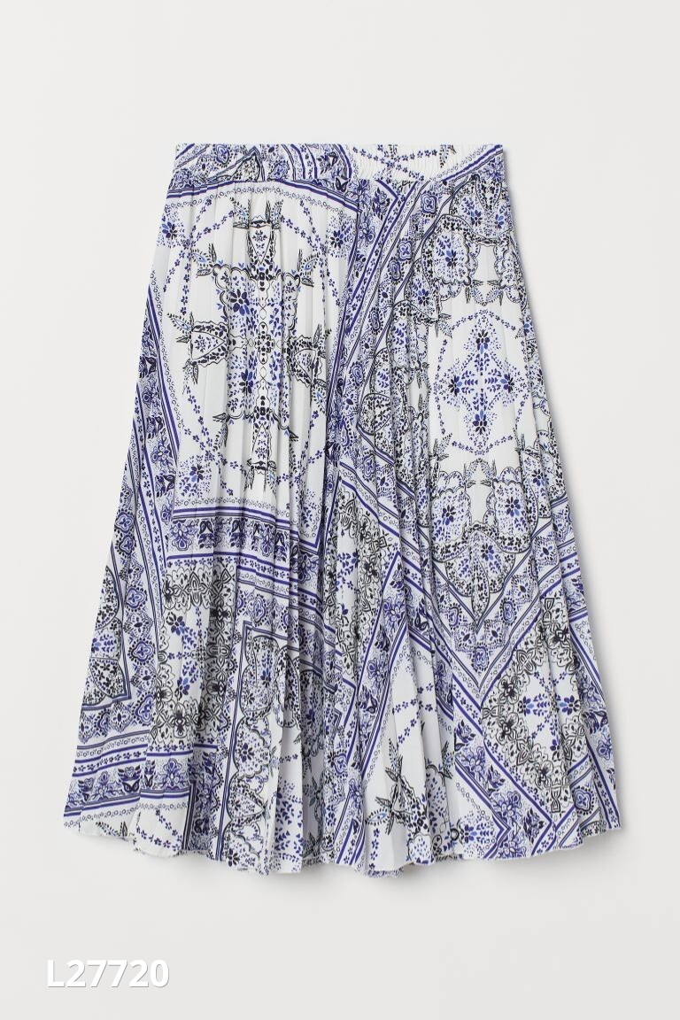 Chân váy trắng họa tiết xanh H&M