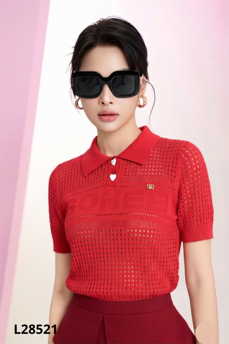 Áo len lưới đỏ BOHEE