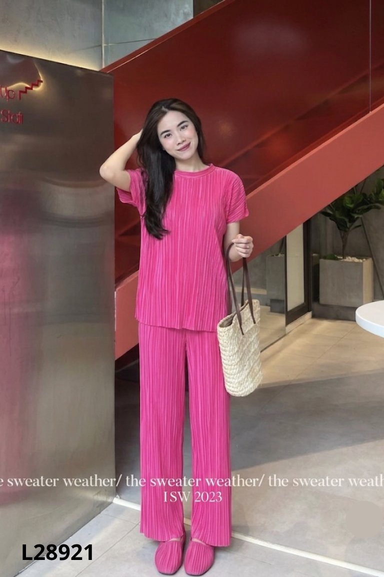 Set áo + quần dài hồng sen