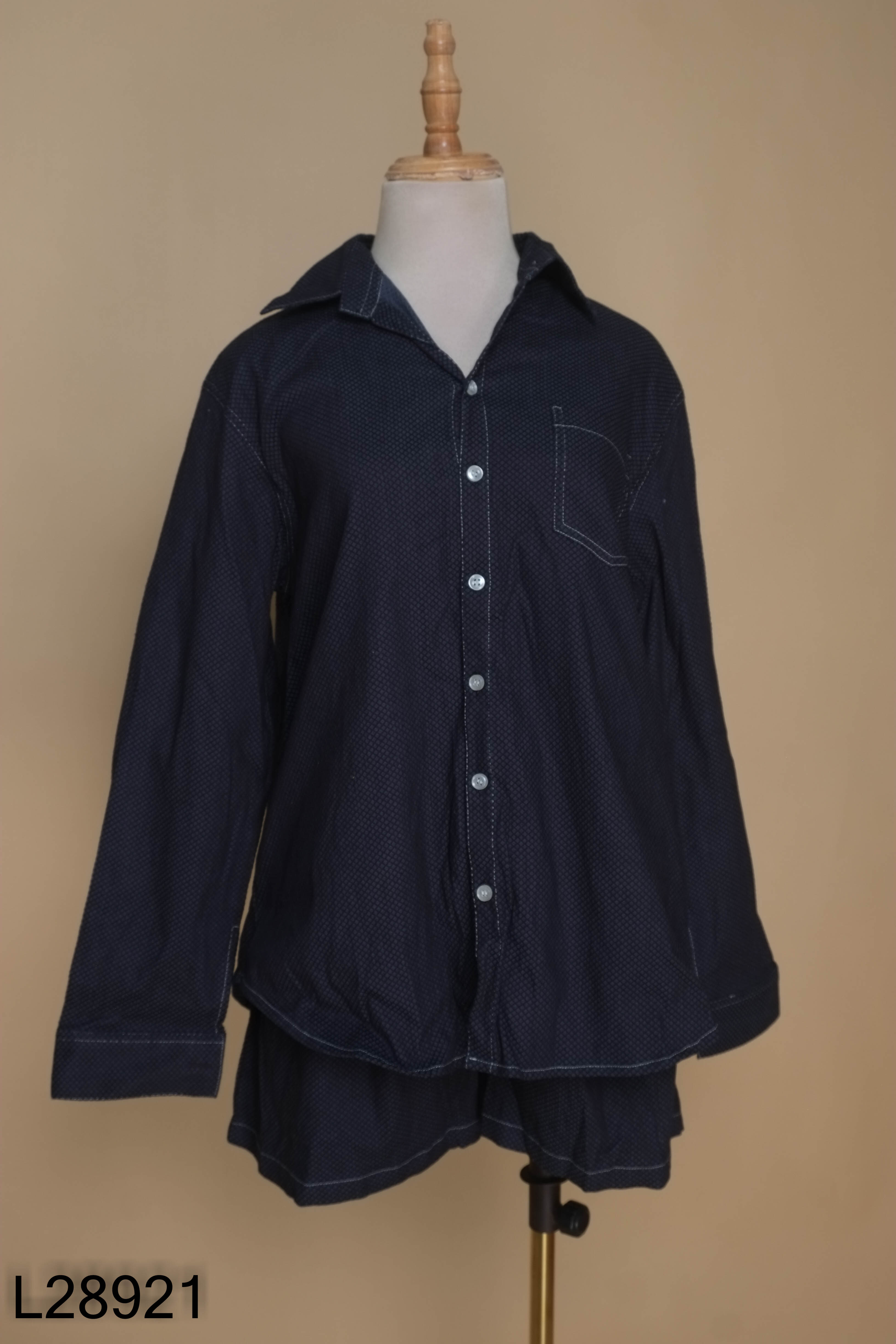 Set Áo sơ mi + quần short xanh đen họa tiết
