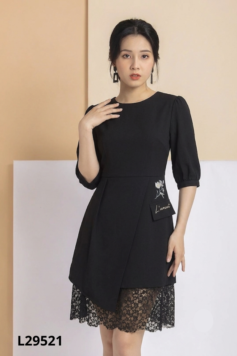 Váy đen DAISY thêu hoa
