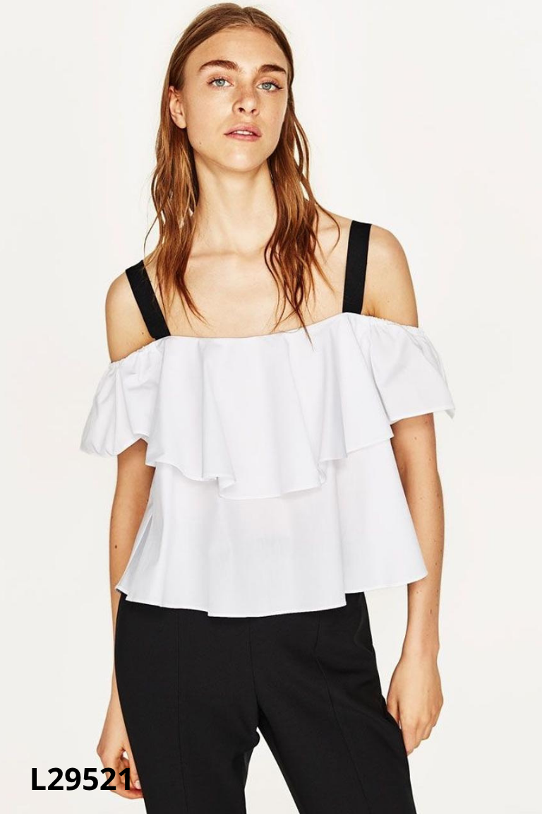 Áo trắng ZARA phối dây đen