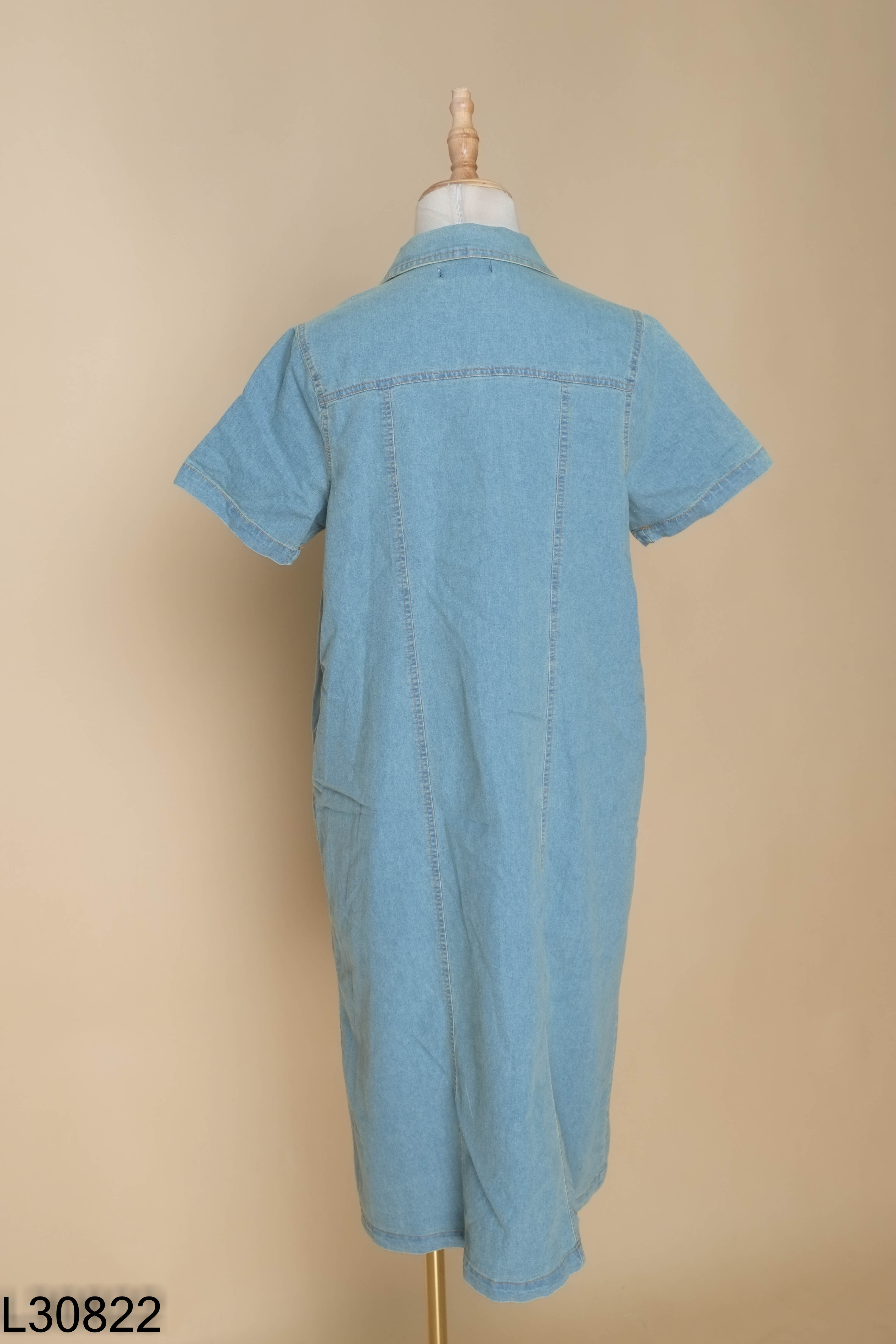 Váy jeans xanh cổ sơ mi