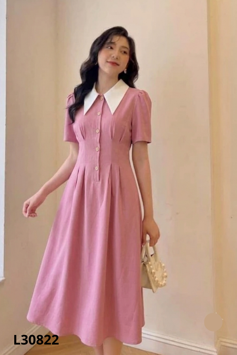 NEWTAG Váy hồng cổ be