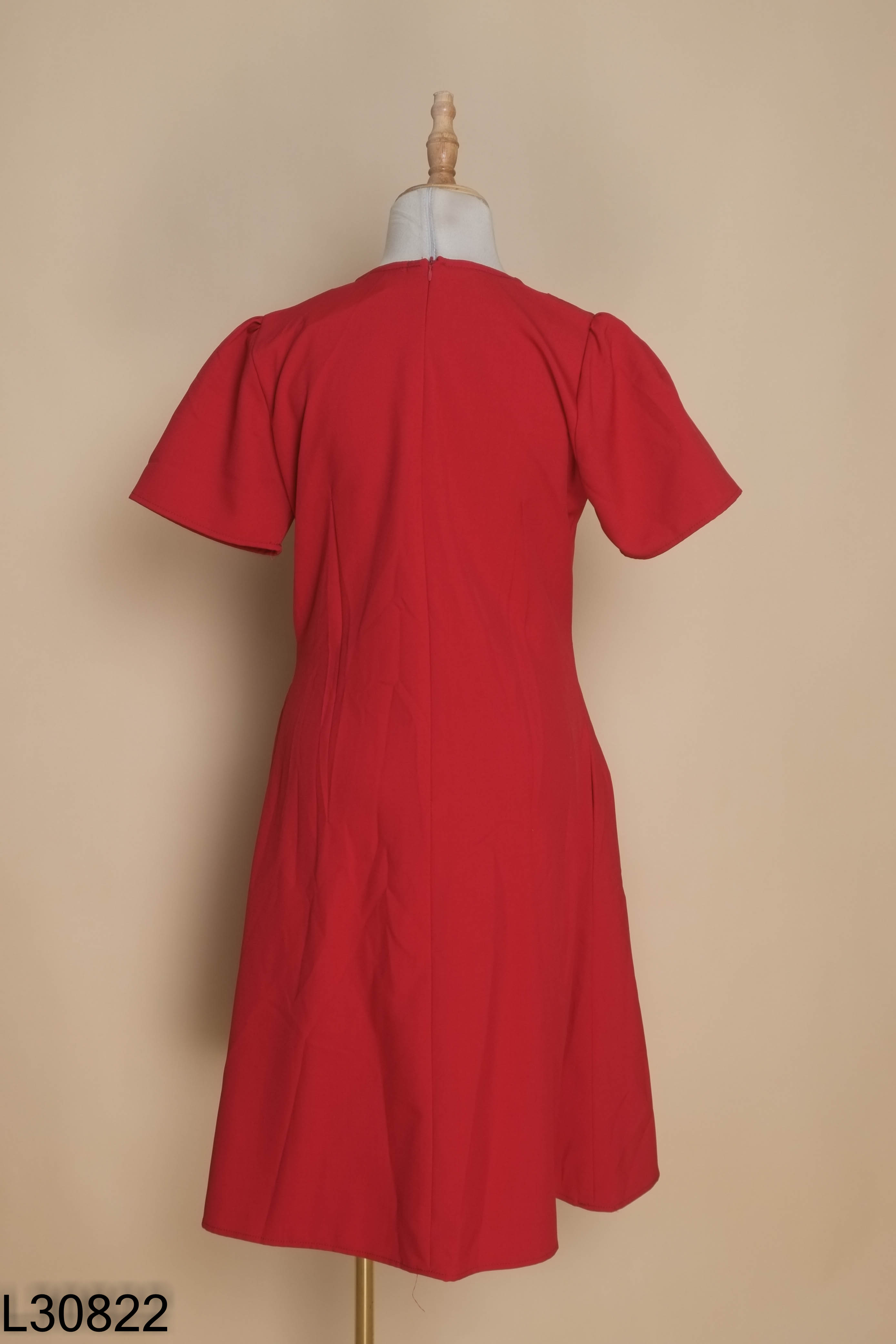 NEWTAG Váy V SHIRT đỏ tay bồng