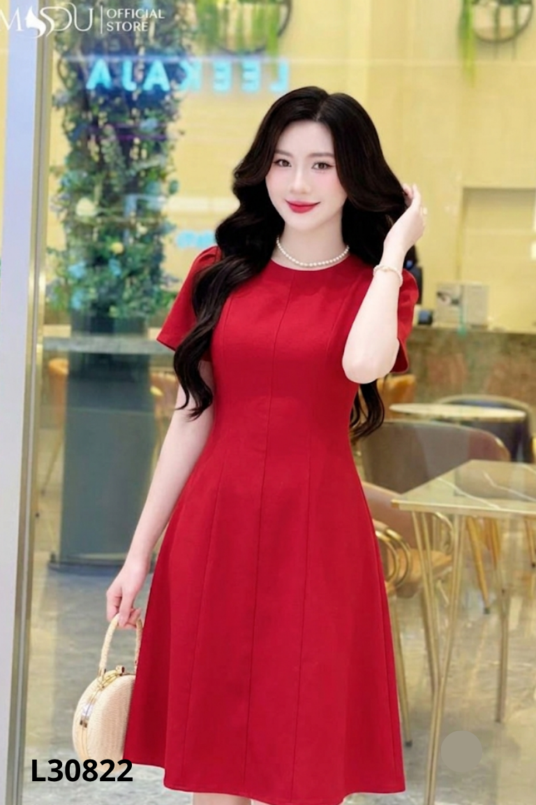 NEWTAG Váy V SHIRT đỏ tay bồng