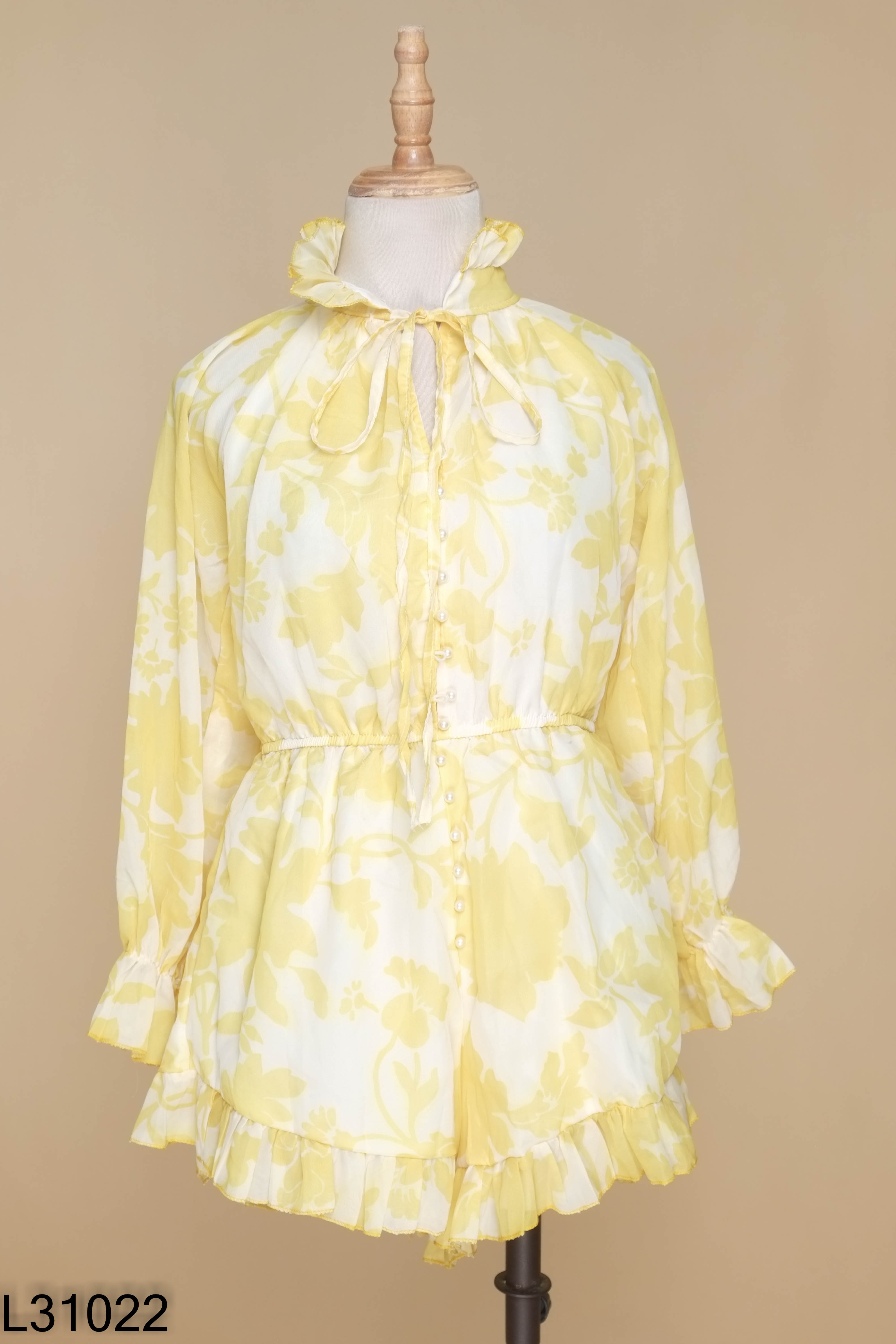 Jumpsuit voan vàng họa tiết