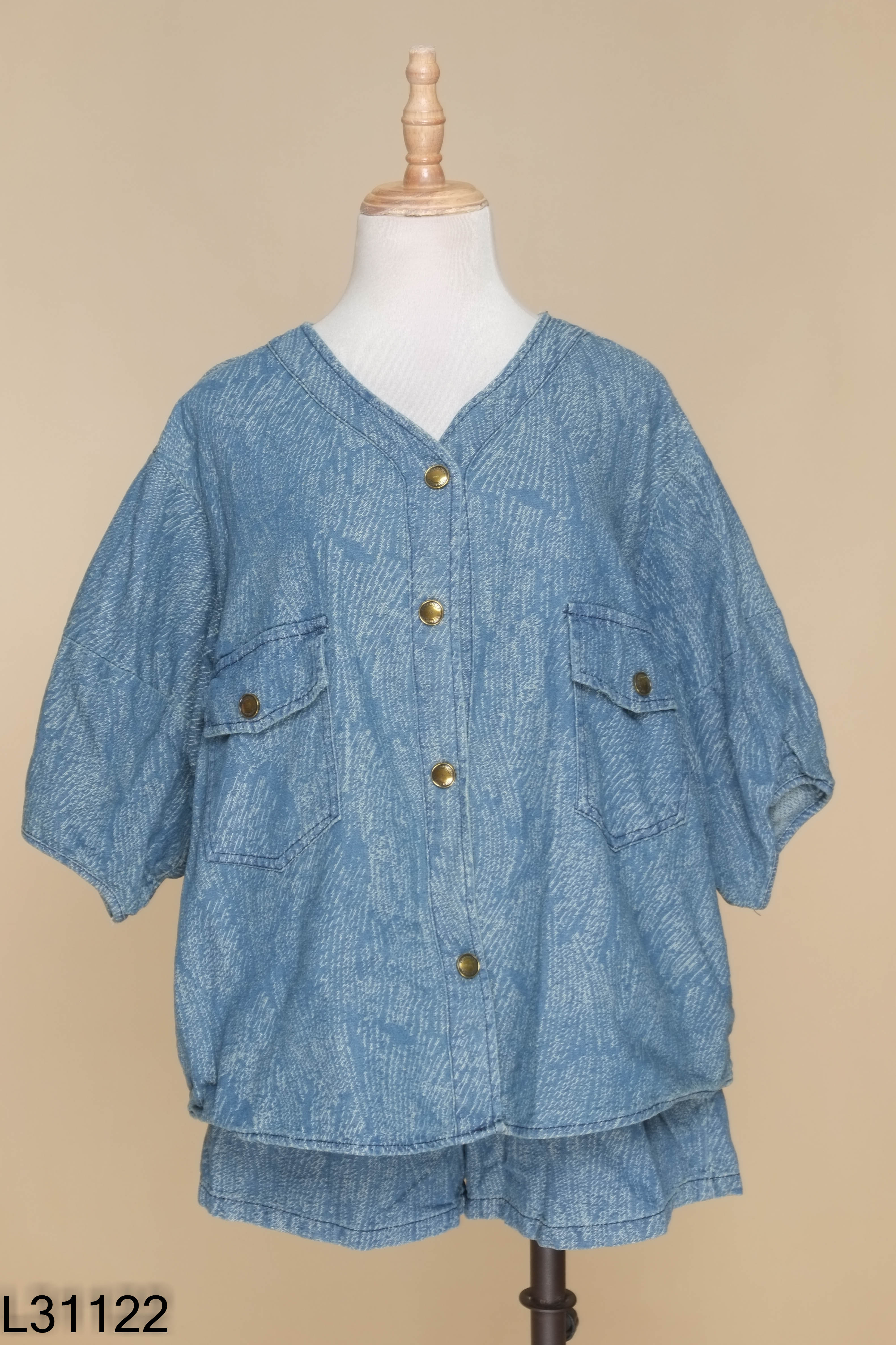 Set áo + quần short jean xanh