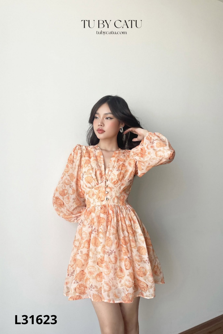Jumpsuits TU BY CATU voan hoa nâu