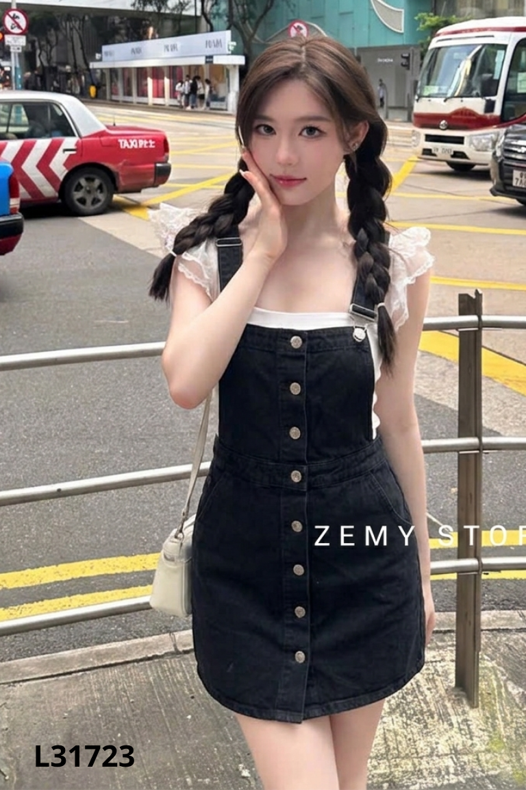 Jumpsuit jeans đen 20AGAIN
