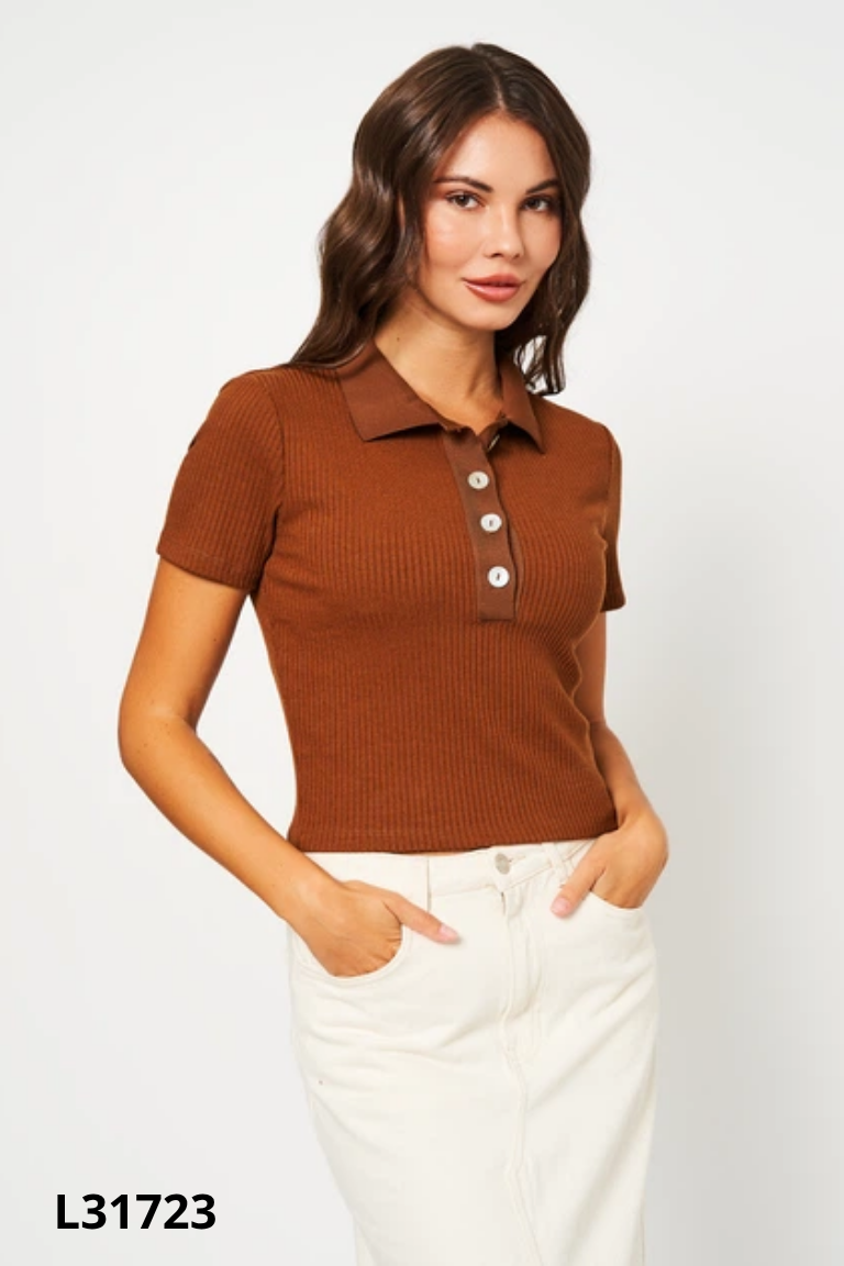 Áo polo len nâu H&M