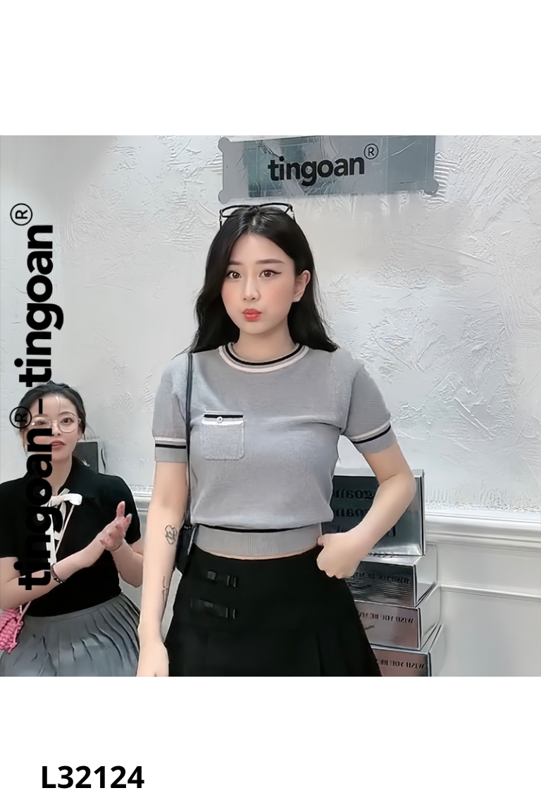 Áo len ghi TINGOAN ngắn tay