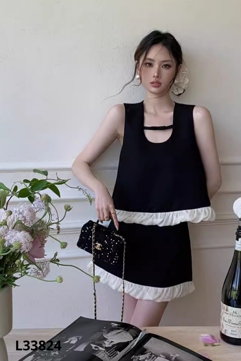 Set Áo đen BLISS SHOP phối be + chân váy