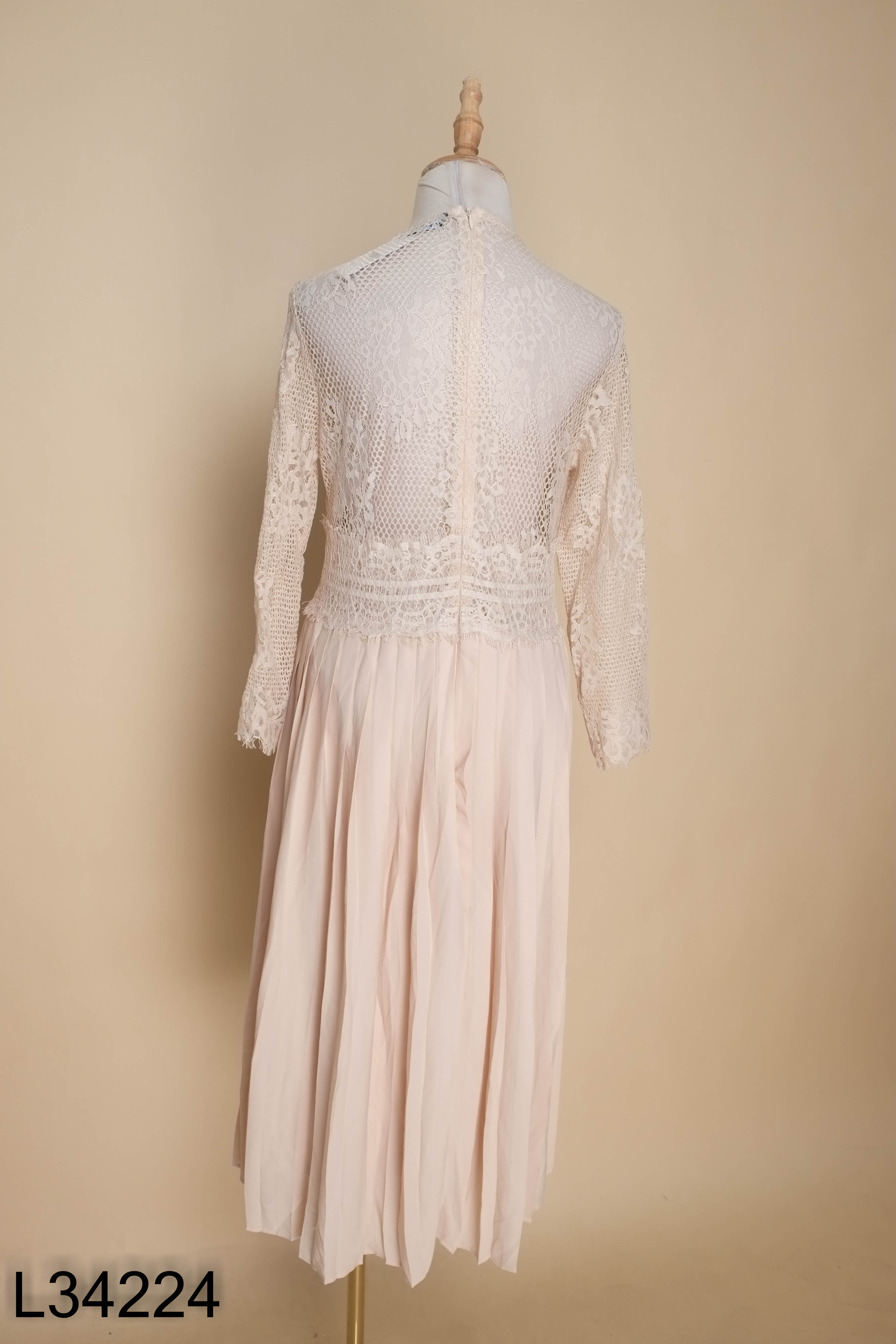 Váy nâu đũi ZARA phối lưới