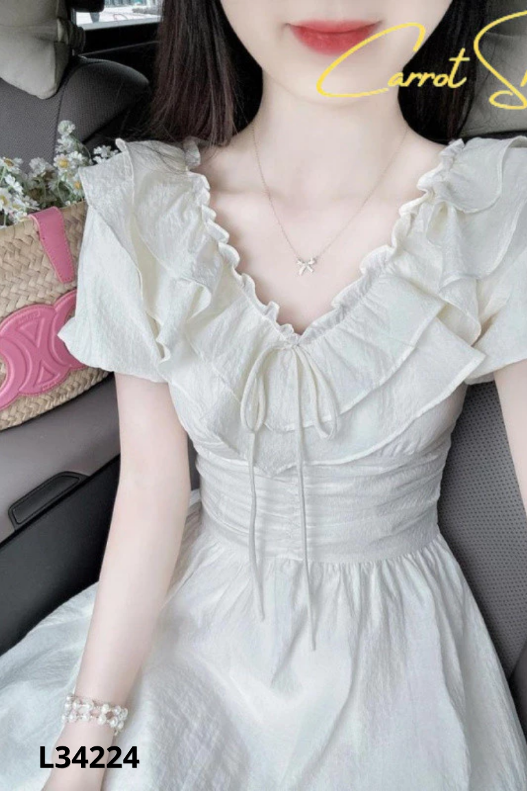 Váy be cổ bèo tay ngắn