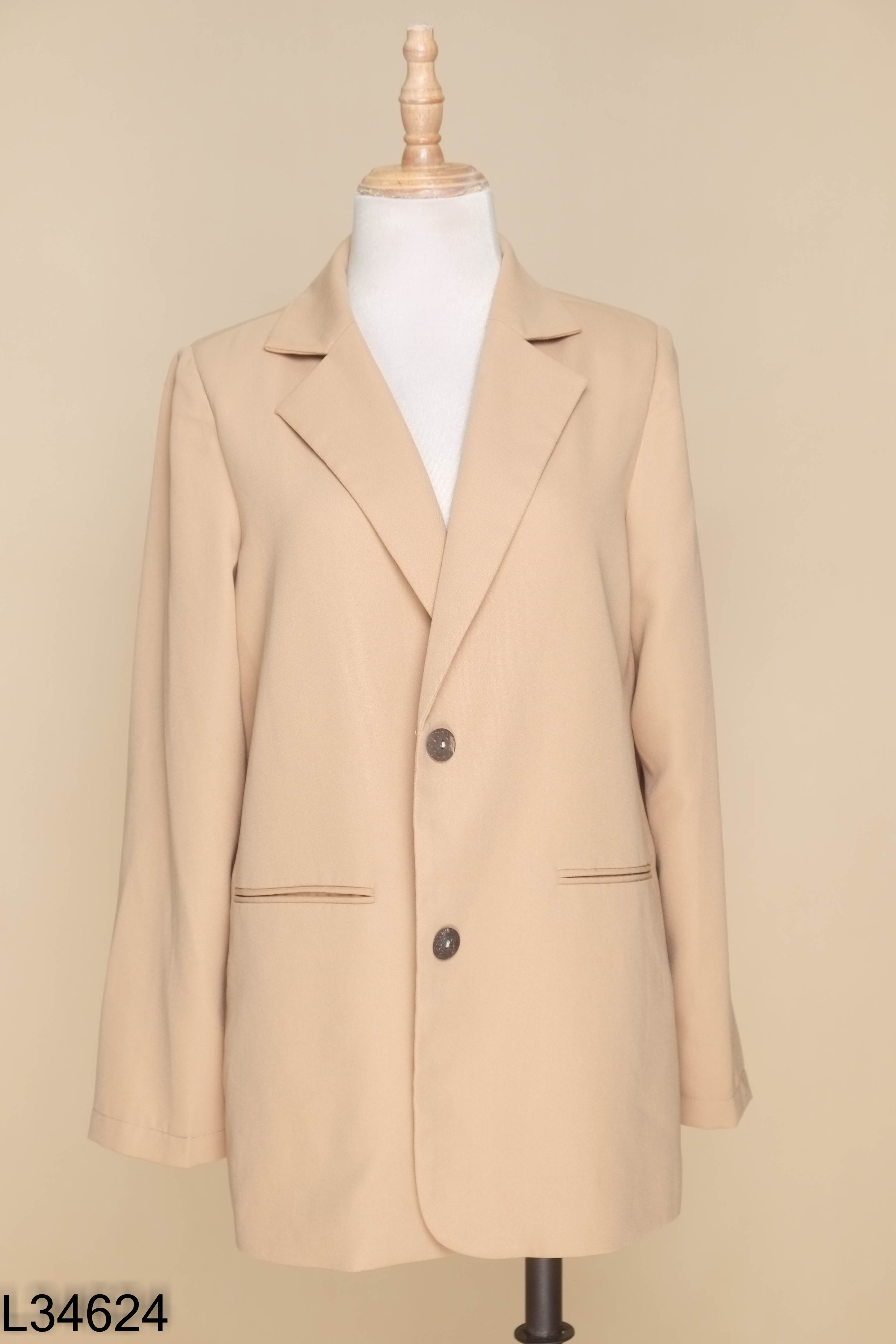 Áo khoác blazer nâu trơn