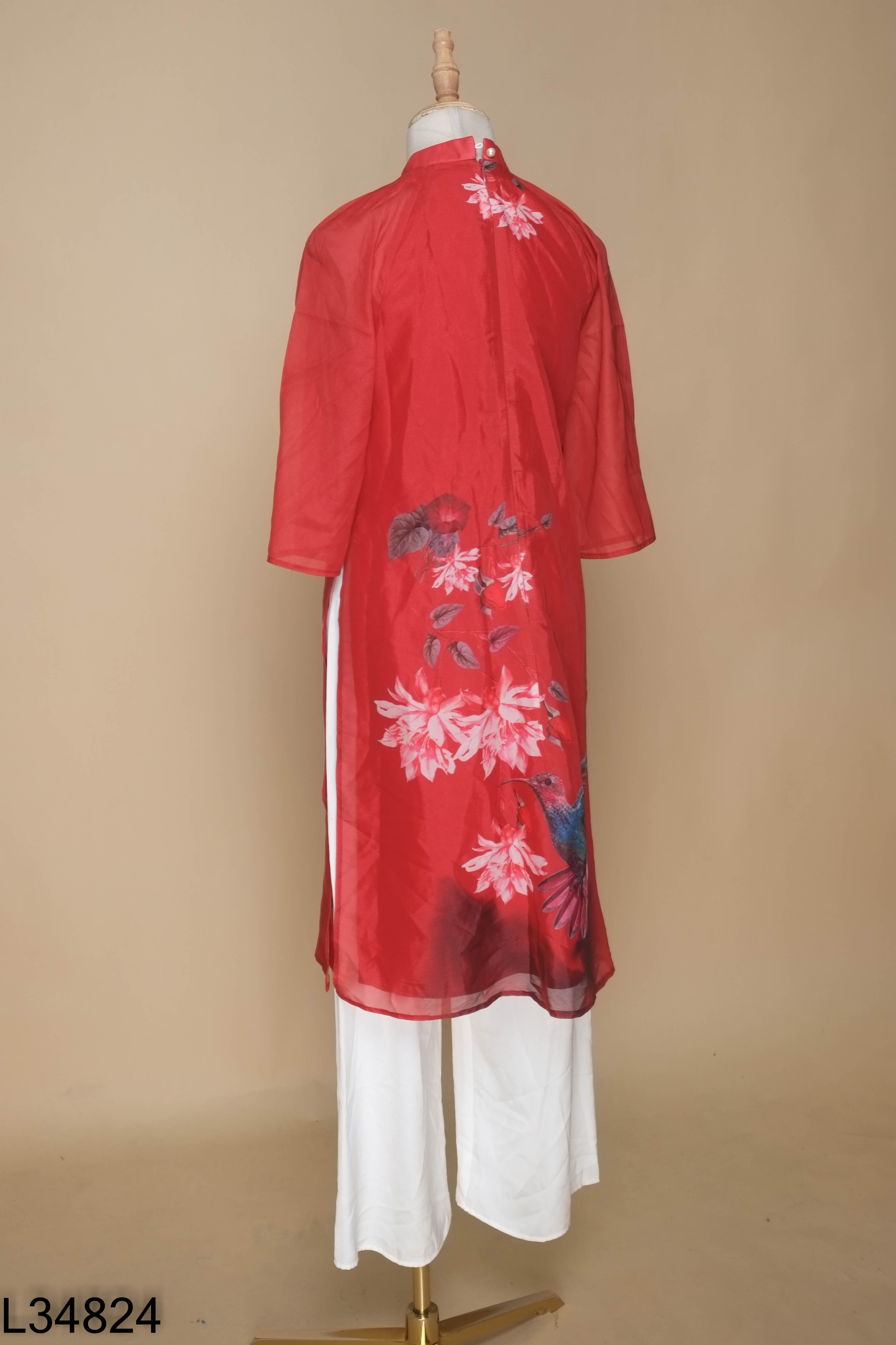 Set áo dài CHARME STORE đỏ + quần trắng