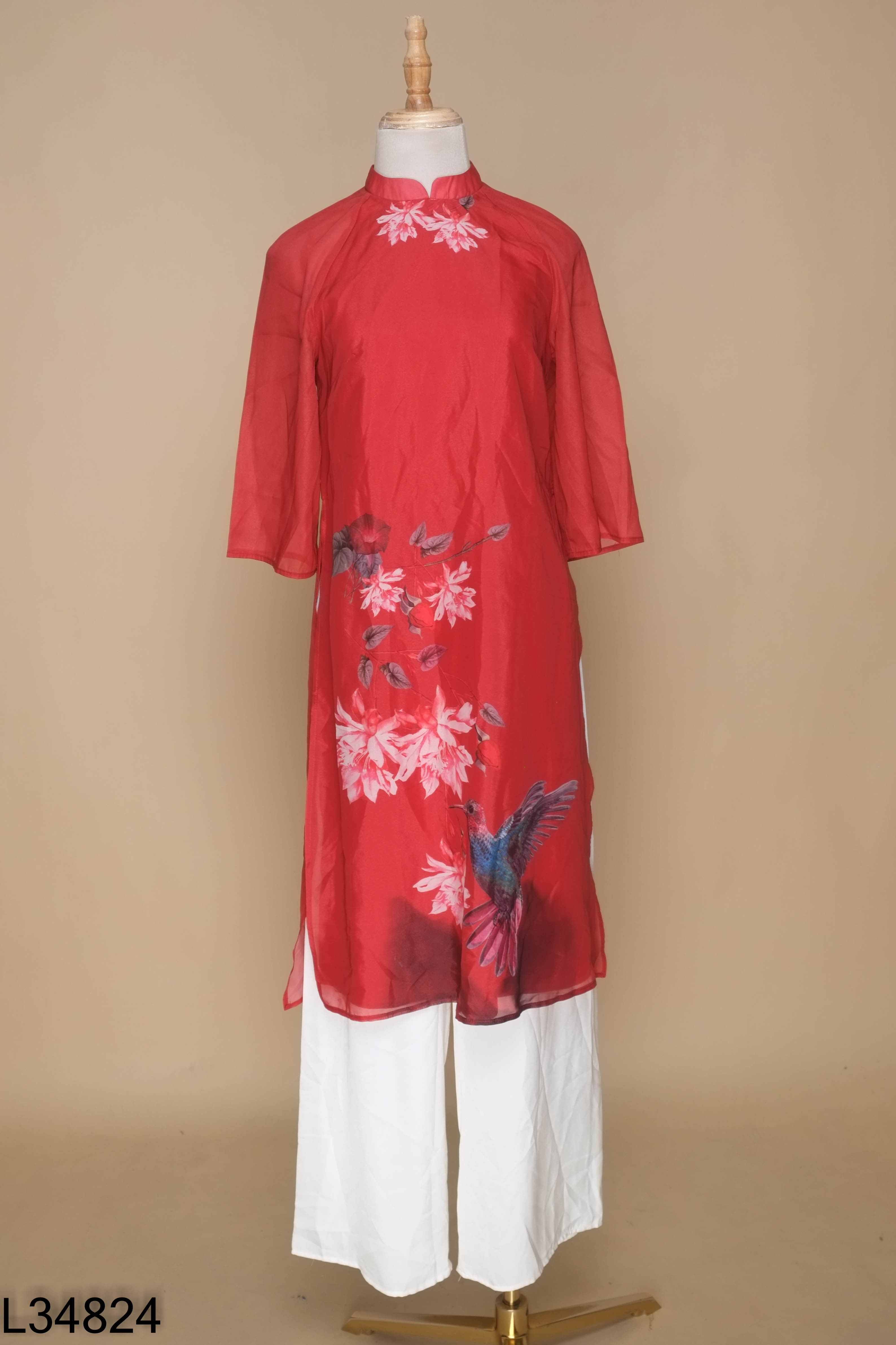 Set áo dài CHARME STORE đỏ + quần trắng