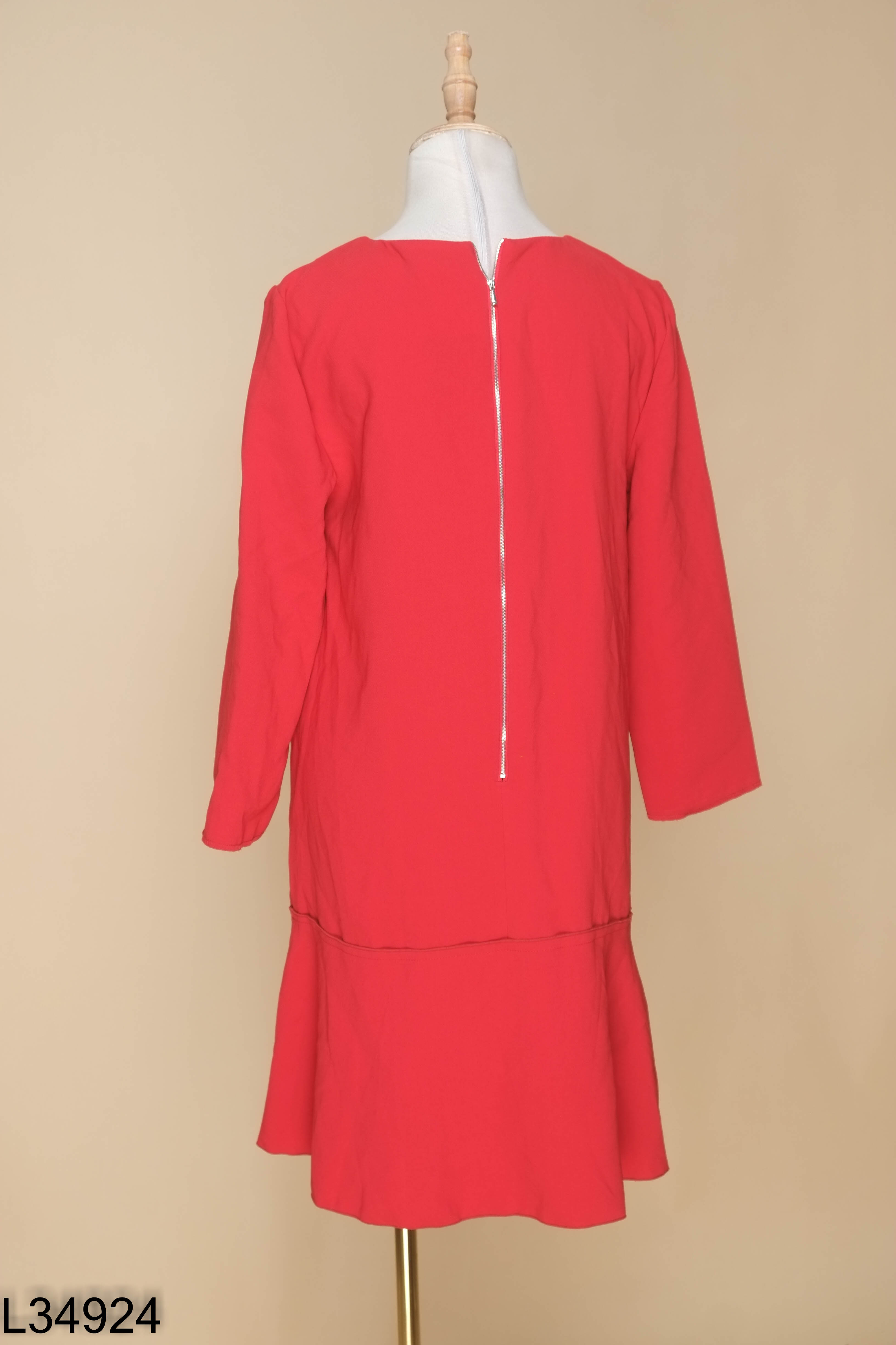 NEWTAG MANGO váy đỏ tay lửng