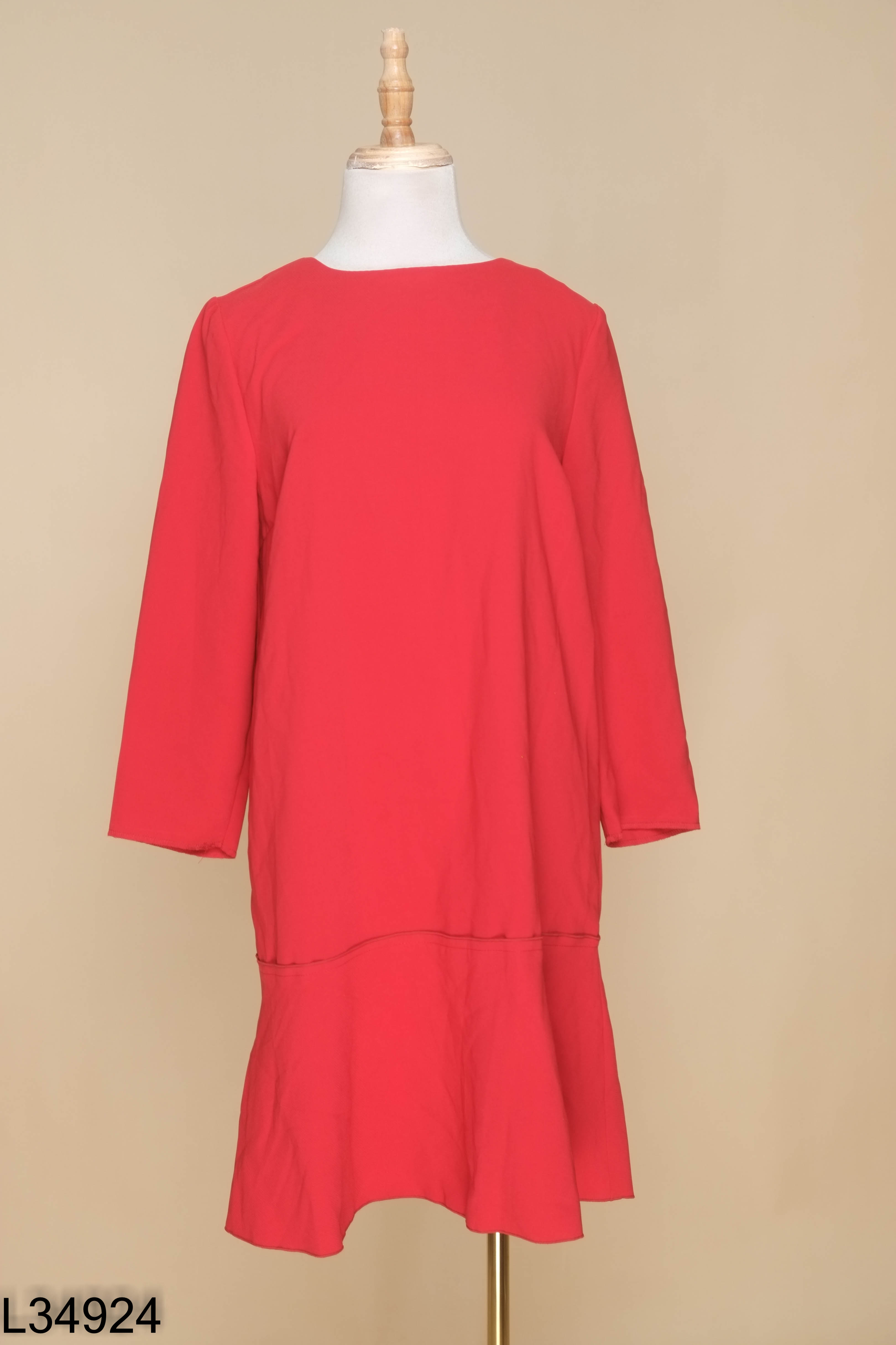 NEWTAG MANGO váy đỏ tay lửng